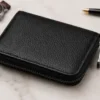 Premium PU Leather Credit Card Holder – 9 Slot Zipper Card Wallet for ATM, Debit, Credit & ID Cards ( black, OS )