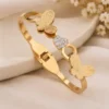 Bracelet for Women – Gold Plated Brass Cuff with CZ/AD Stones ( default, OS )