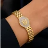 Gents Bracelet and Rudraksh Rakhi for Bhaiya – Gold Brass Bracelet ( default, OS )