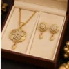 Jewellery Set for Girls and Women – 1 Gram Gold Micro Plated Pendant Chain and Earrings ( default, OS )