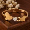 Bracelet for Women – Gold Plated Brass Cuff with CZ/AD Stones ( default, OS )