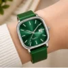 Analog Watch for Men & Women – Grey Dial with Silicon Strap, Quartz ( green, OS )