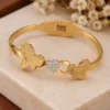 Bracelet for Women – Gold Plated Brass Cuff with CZ/AD Stones ( default, OS )